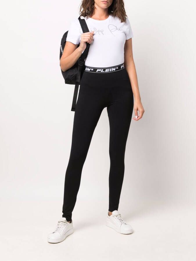 Philipp Plein Legging met logoband Zwart