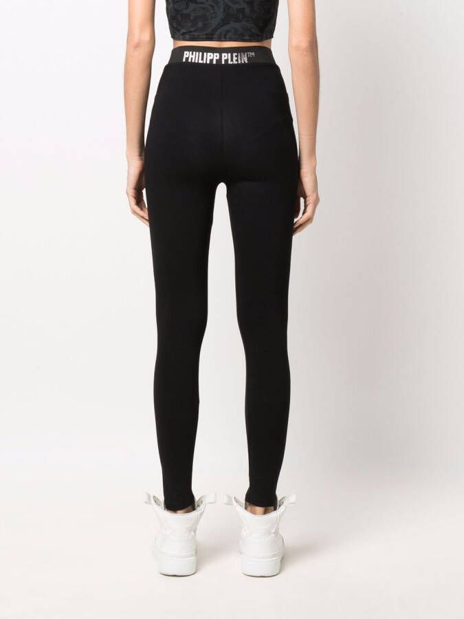 Philipp Plein Legging verfraaid met logo Zwart