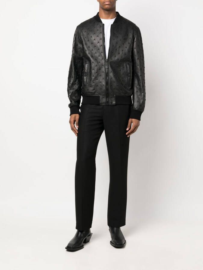 Philipp Plein Leren bomberjack Zwart