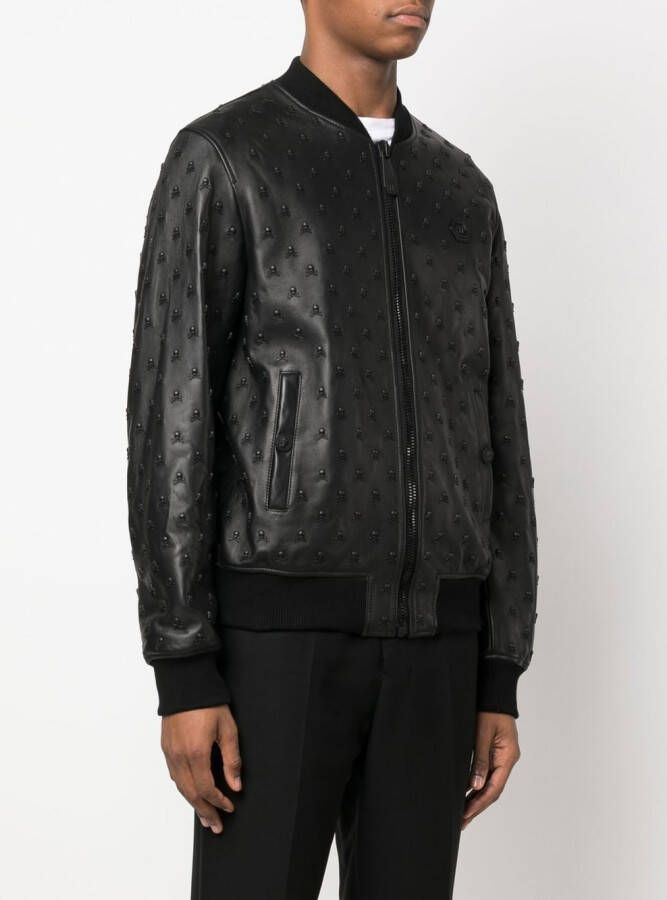 Philipp Plein Leren bomberjack Zwart
