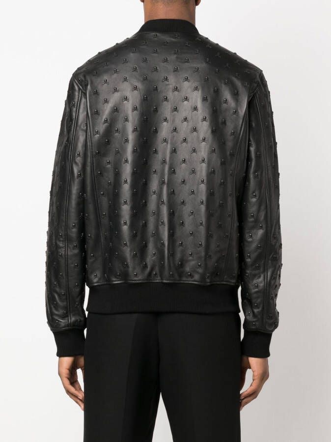 Philipp Plein Leren bomberjack Zwart