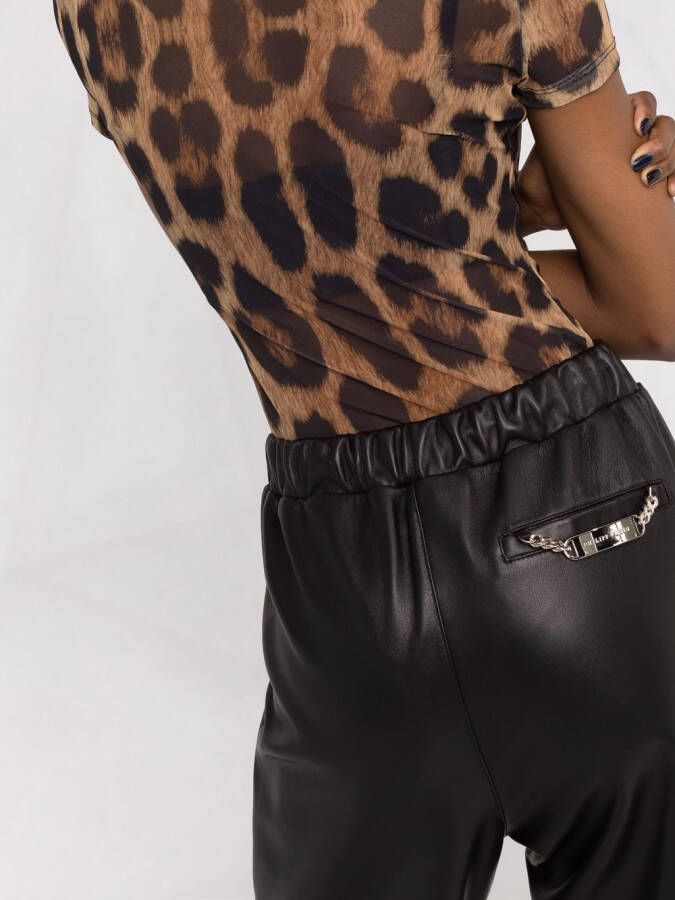 Philipp Plein Leren trainingsbroek Zwart