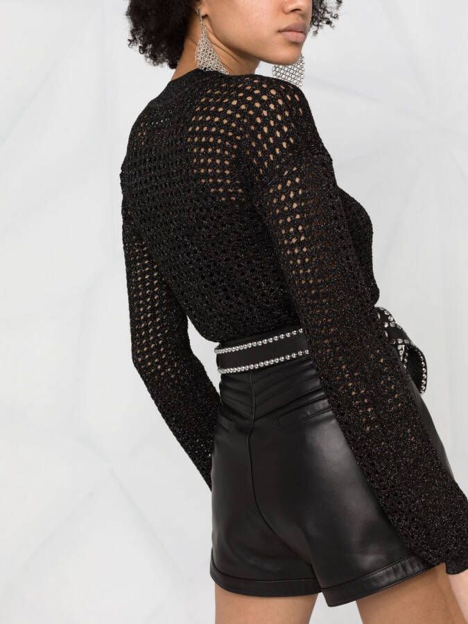 Philipp Plein Leren shorts Zwart