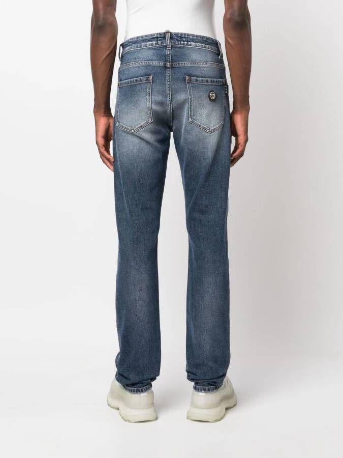 Philipp Plein Jeans met logopatch Blauw