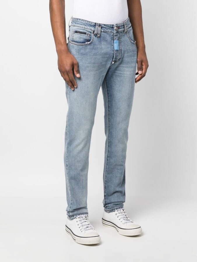 Philipp Plein Jeans met logoplakkaat Blauw
