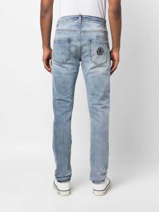 Philipp Plein Jeans met logoplakkaat Blauw