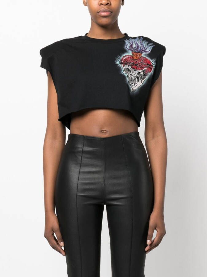 Philipp Plein Cropped T-shirt Zwart