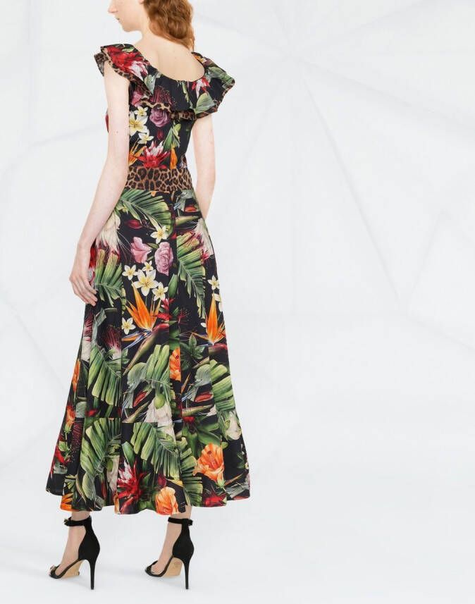 Philipp Plein Maxi-jurk met bloemenprint Zwart