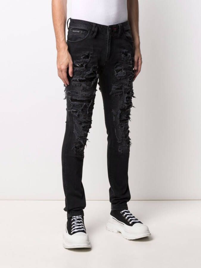 Philipp Plein Mesh jeans Zwart