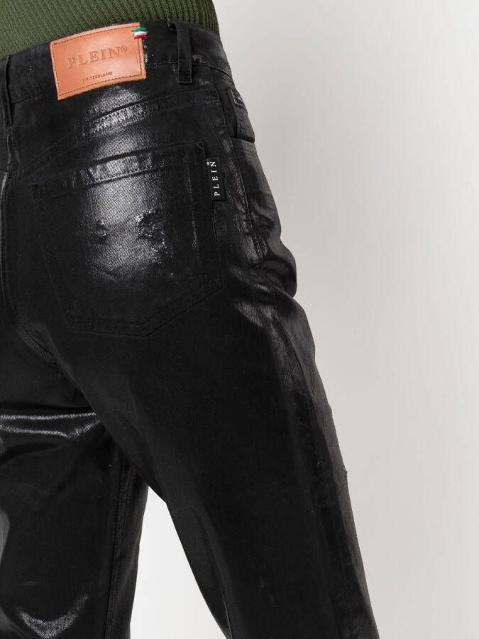 Philipp Plein Metallic jeans Zwart