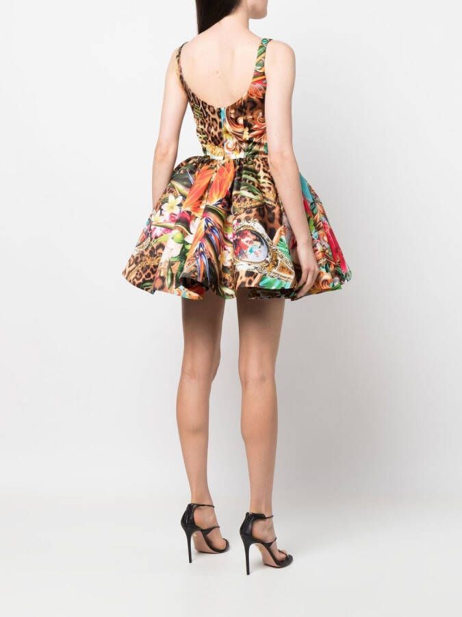 Philipp Plein Mini-jurk met bloemenprint Geel