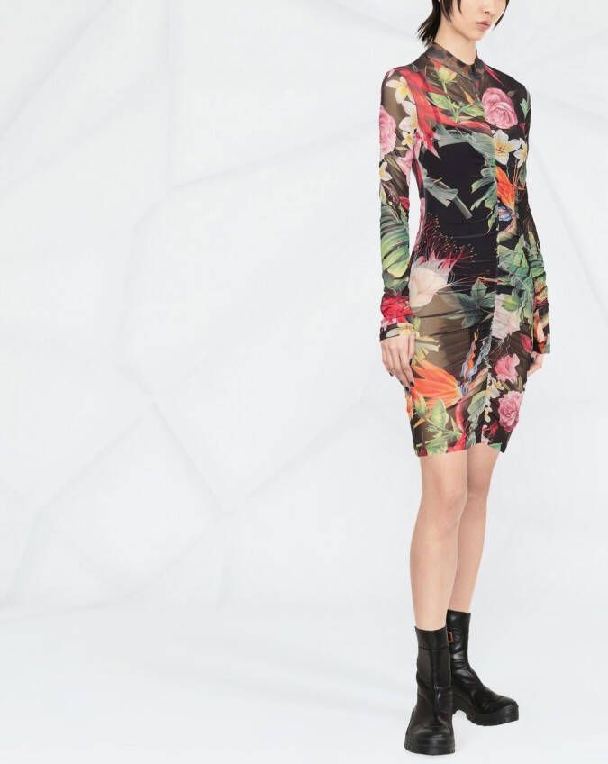 Philipp Plein Mini-jurk met bloemenprint Zwart