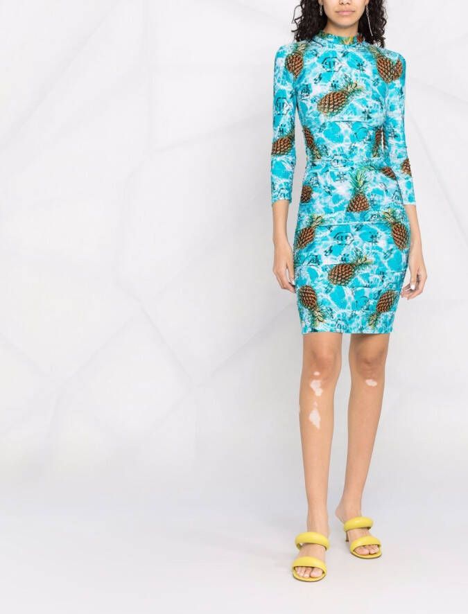 Philipp Plein Mini-jurk met print Blauw