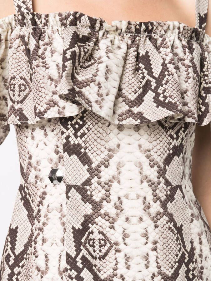 Philipp Plein Mini-jurk met pythonprint Beige