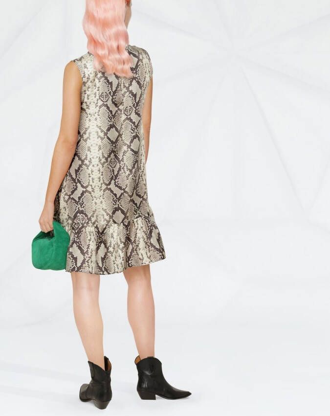 Philipp Plein Mini-jurk met slangenprint Beige