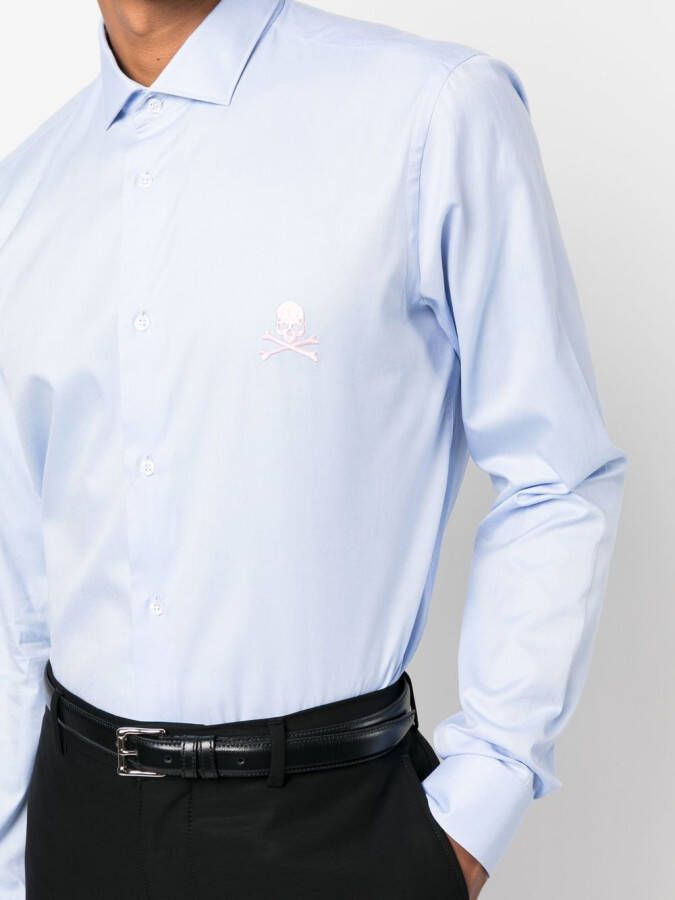 Philipp Plein Overhemd met geborduurd logo Blauw