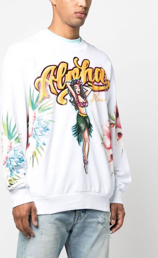 Philipp Plein Overhemd met Hawaii-print Wit