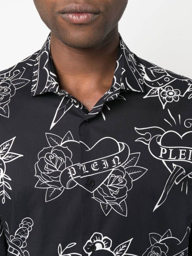 Philipp Plein Overhemd met logoprint Zwart