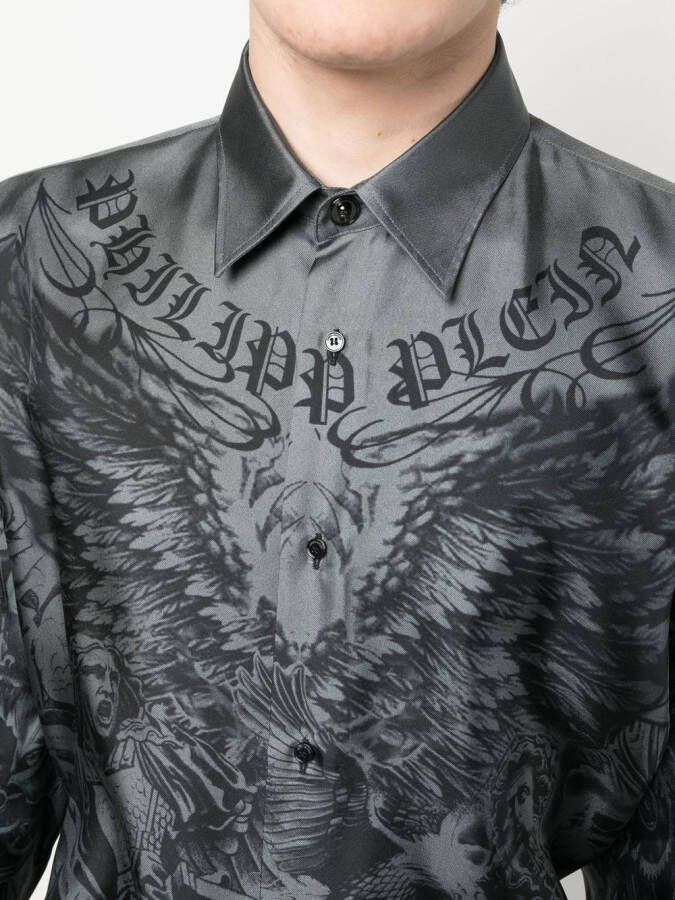 Philipp Plein Overhemd met print Zwart
