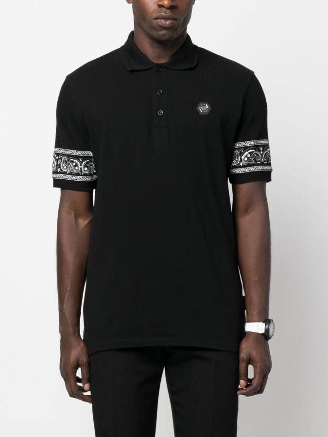 Philipp Plein Poloshirt met bandanaprint Zwart