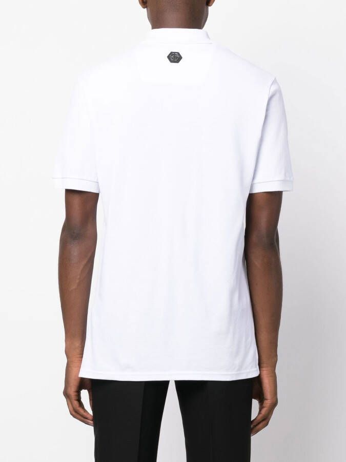 Philipp Plein Poloshirt met doodskoppatch Wit