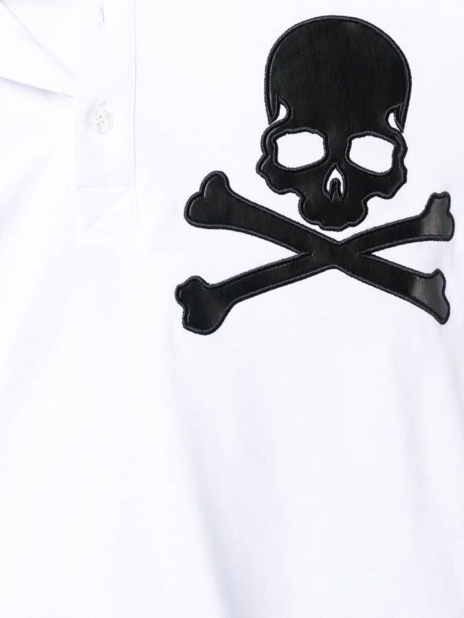 Philipp Plein Poloshirt met doodskoppatch Wit