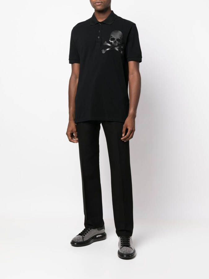 Philipp Plein Poloshirt met doodskoppatch Zwart