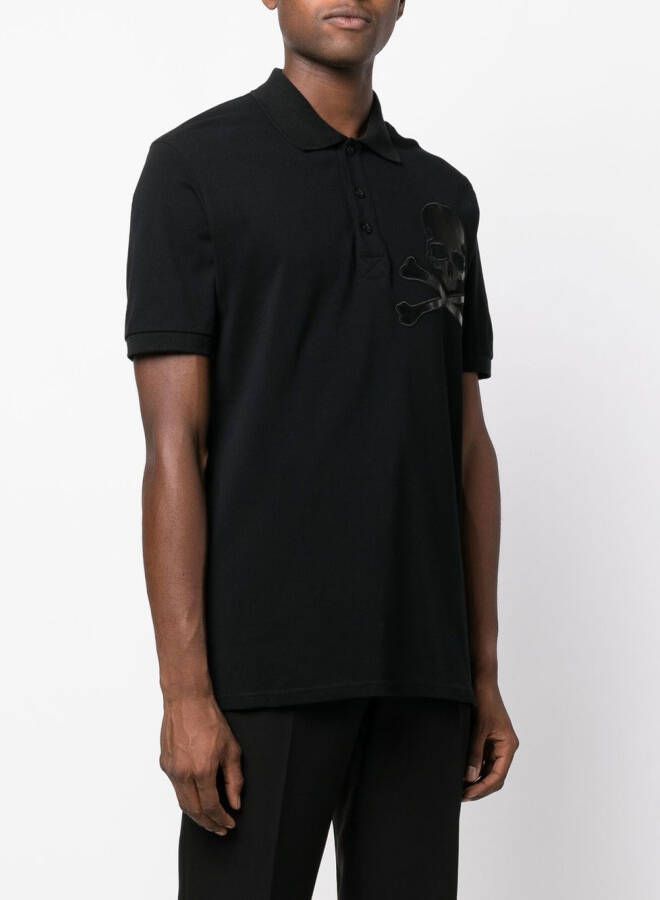 Philipp Plein Poloshirt met doodskoppatch Zwart
