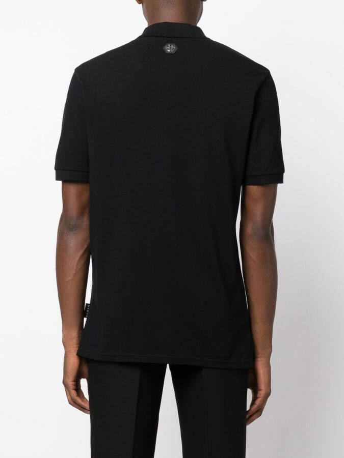 Philipp Plein Poloshirt met doodskoppatch Zwart
