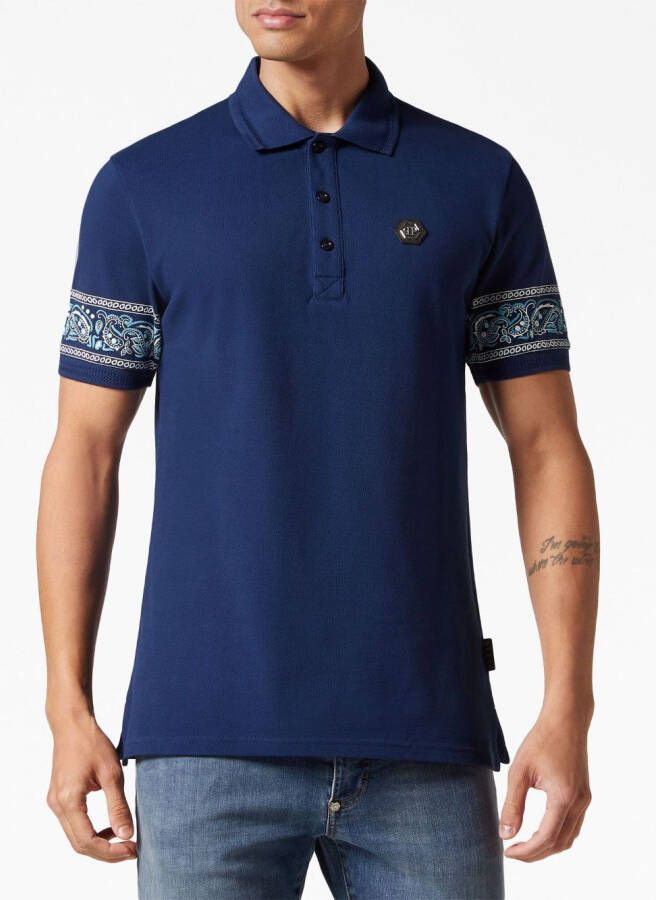 Philipp Plein Poloshirt met logopatch Blauw