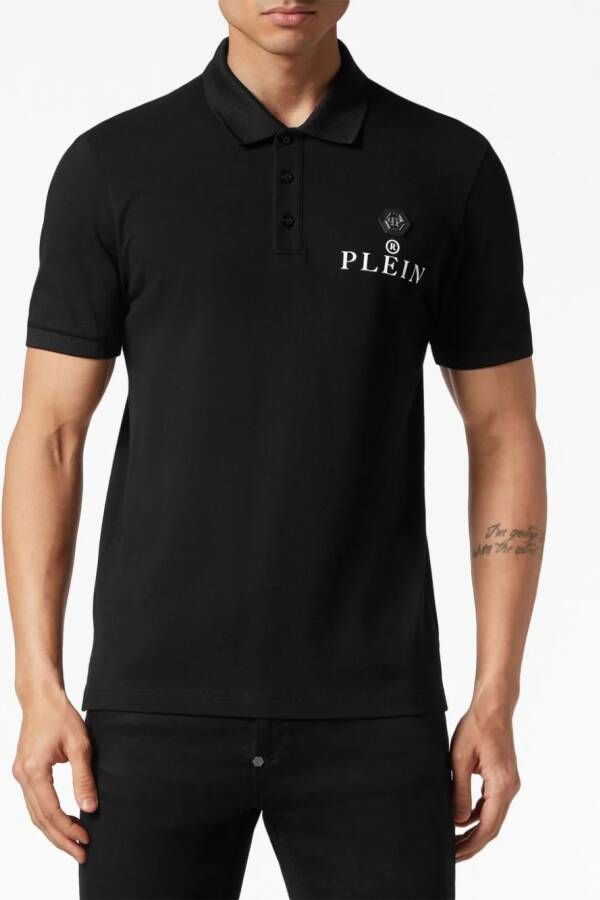 Philipp Plein Poloshirt met logopatch Zwart
