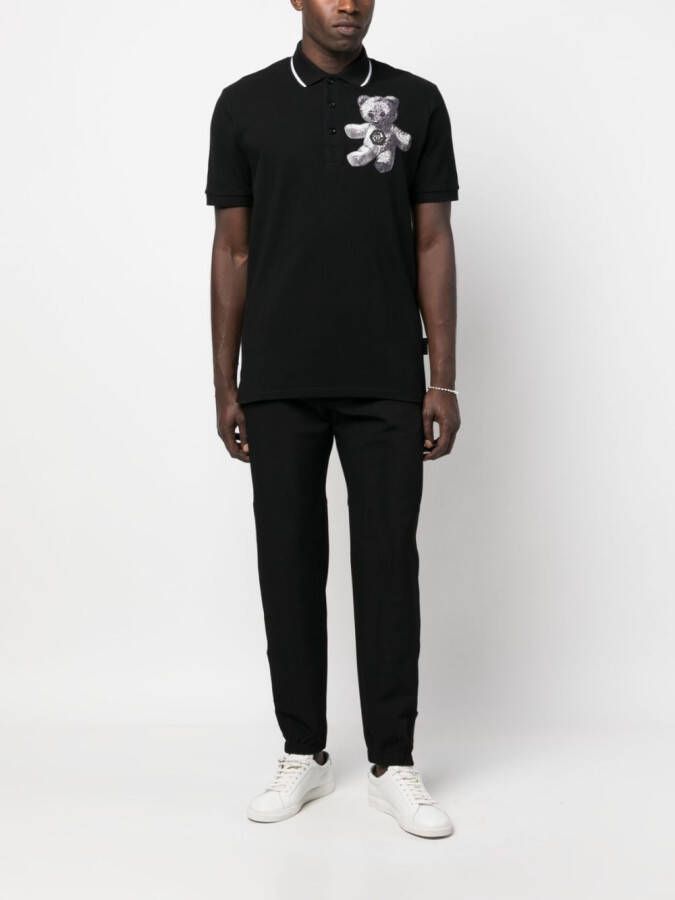 Philipp Plein Poloshirt met teddybeer Zwart