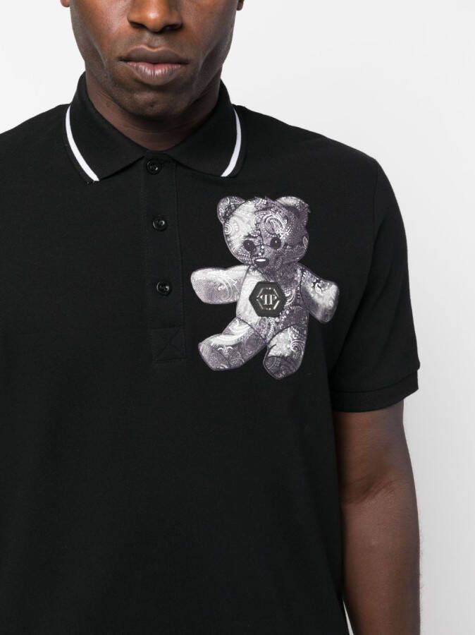 Philipp Plein Poloshirt met teddybeer Zwart