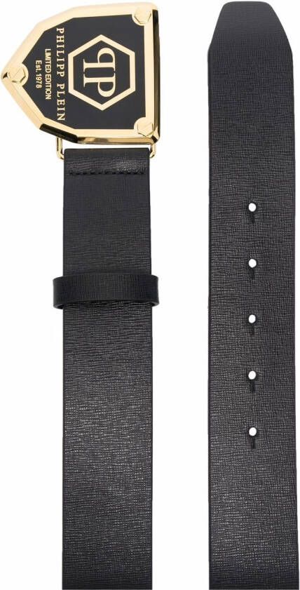 Philipp Plein Riem met logoplakkaat Zwart
