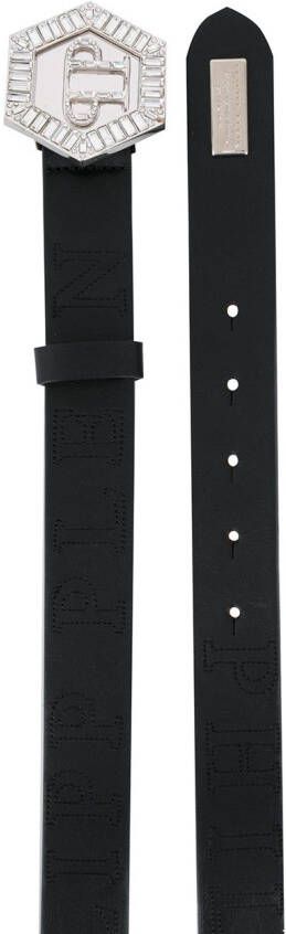 Philipp Plein Riem met zeshoekig logo Zwart