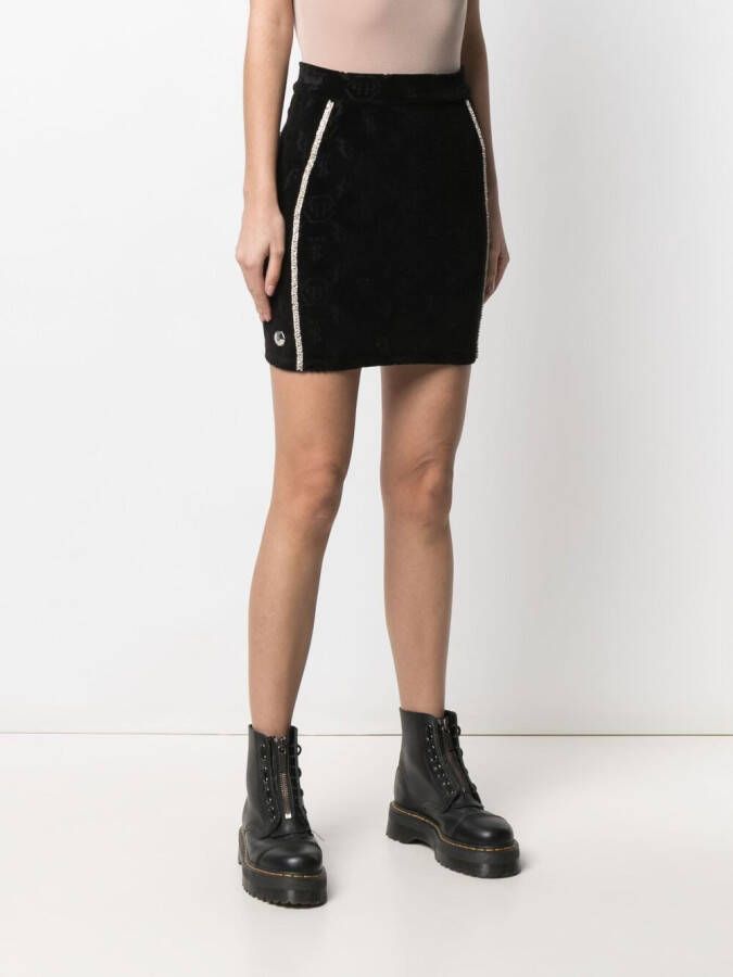 Philipp Plein Rok met monogram print Zwart