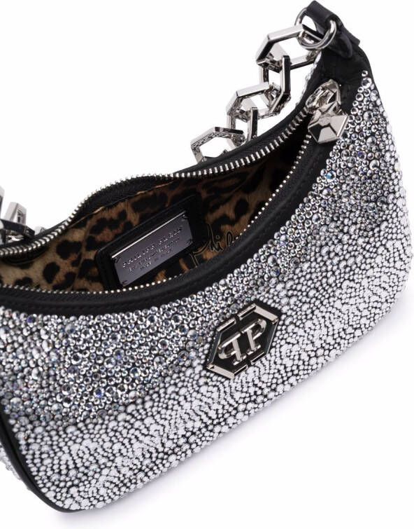 Philipp Plein Schoudertas verfraaid met kristallen Zwart