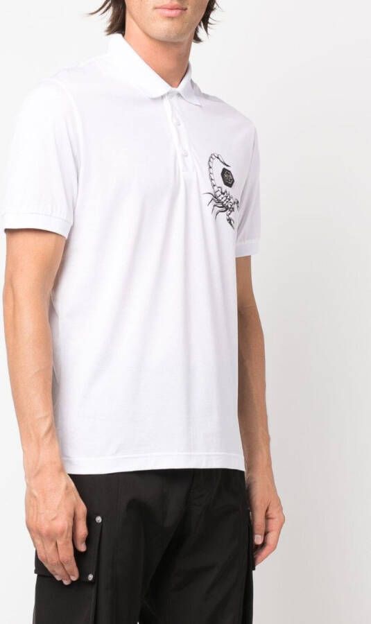 Philipp Plein Poloshirt met schorpioenprint Wit