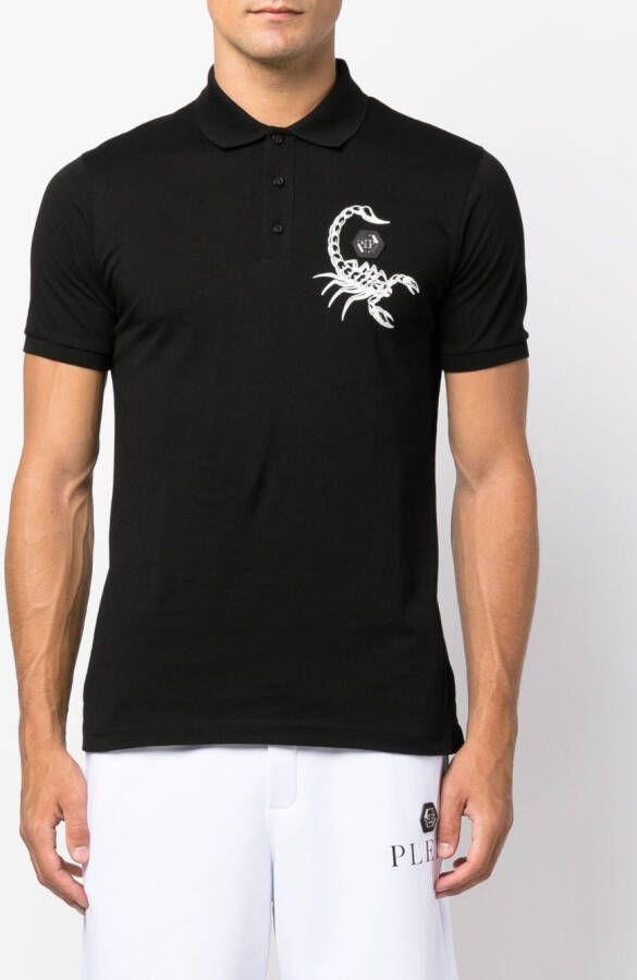 Philipp Plein Poloshirt met schorpioenprint Zwart