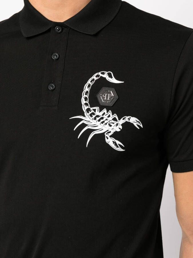 Philipp Plein Poloshirt met schorpioenprint Zwart