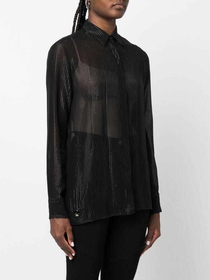 Philipp Plein Semi-doorzichtige blouse Zwart