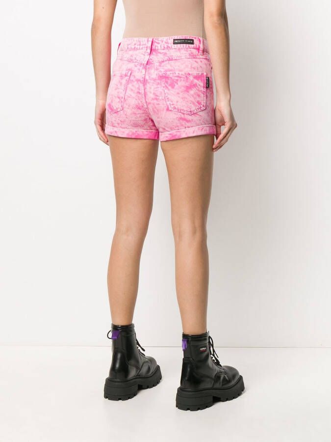 Philipp Plein Shorts met acid wassing Roze