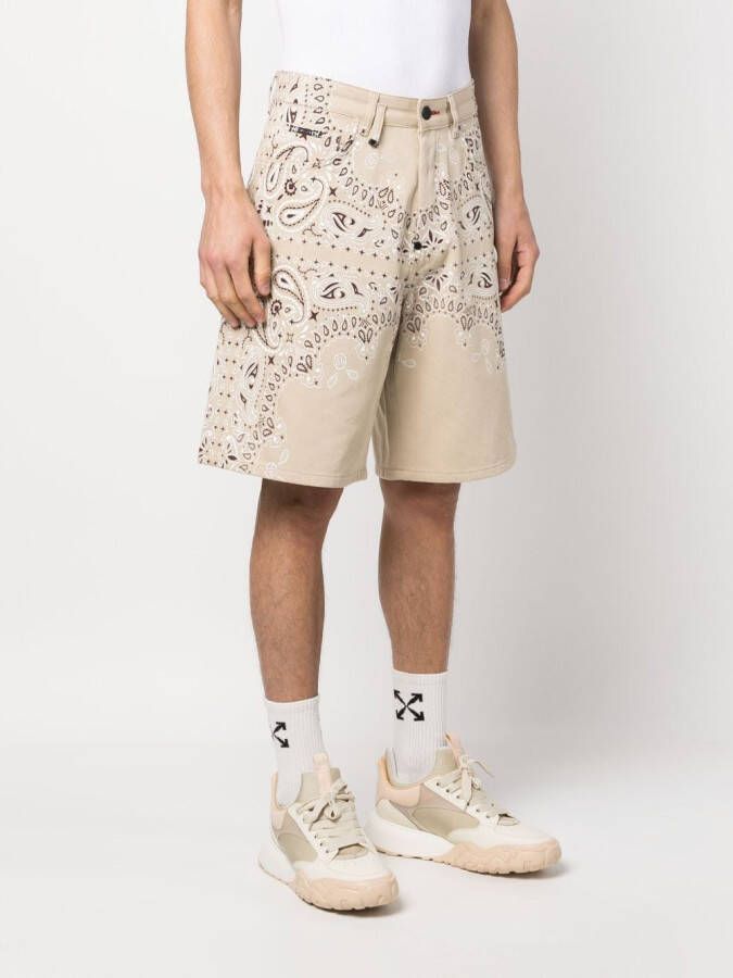 Philipp Plein Shorts met bandanaprint Beige