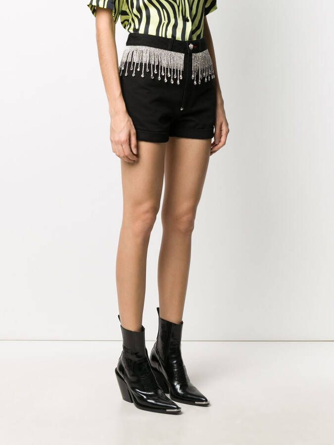 Philipp Plein Denim shorts verfraaid met kristallen Zwart