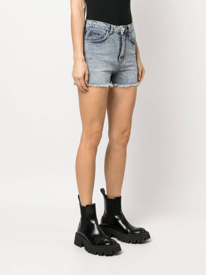 Philipp Plein Shorts met verfraaid logo Blauw