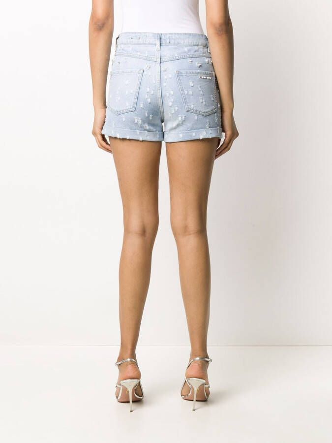 Philipp Plein Shorts verfraaid met kristallen Blauw
