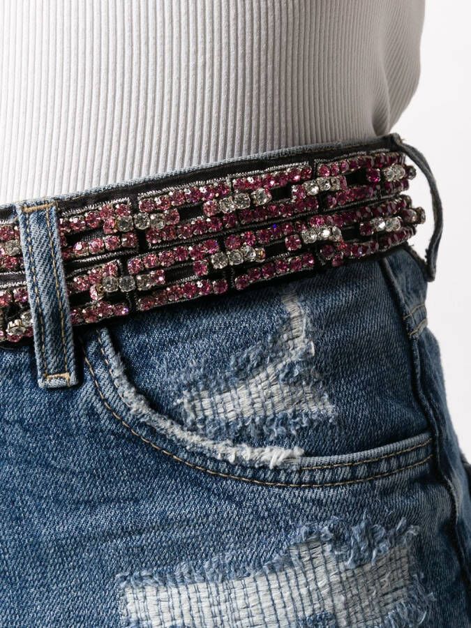 Philipp Plein Shorts verfraaid met stras Blauw