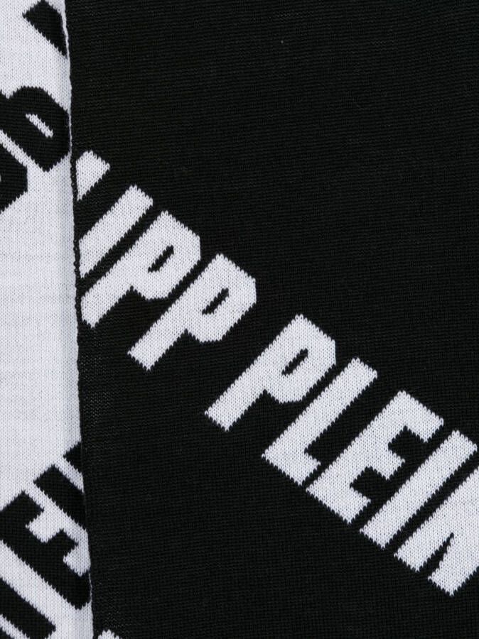 Philipp Plein Sjaal met jacquard logo Zwart
