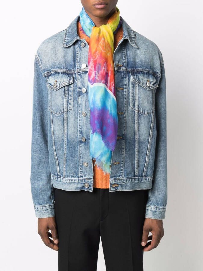 Philipp Plein Sjaal met tie-dye print Blauw