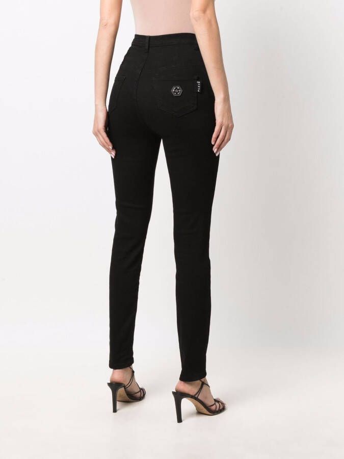 Philipp Plein Super high-waist skinny jeans Zwart